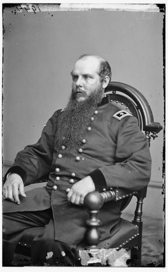 This is a black and white photograph of Major General John M. Schofield. 